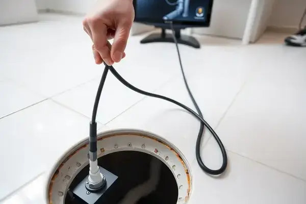 ファイバー式カメラで配管内部を調査